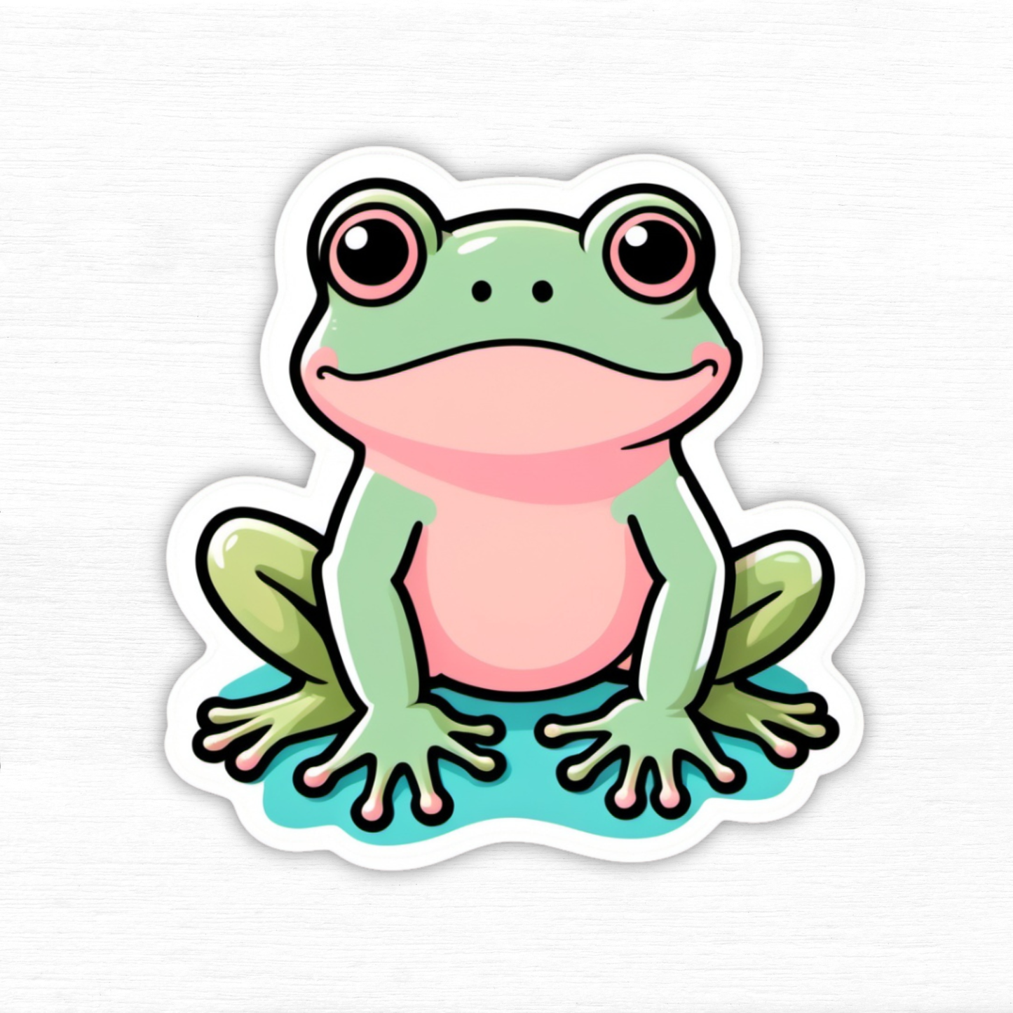 Doodle Espressive Frog Vinyl Sticker showcasing a colorful cartoon frog design for mood mapping.