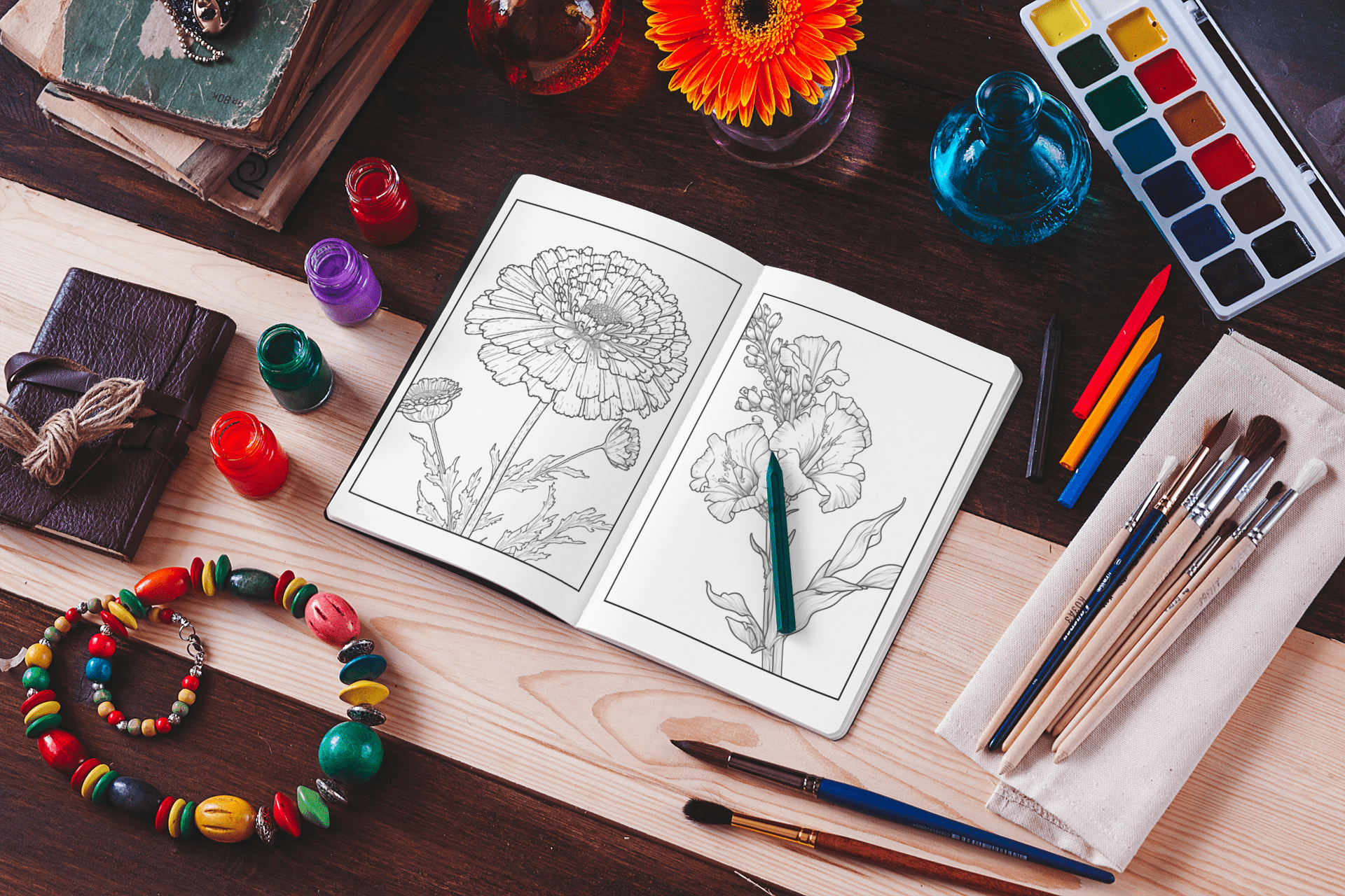 Fun & Easy Flowers Coloring Book - Harris Creative Designs