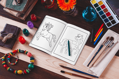 Horses Coloring Book for Girls - Harris Creative Designs