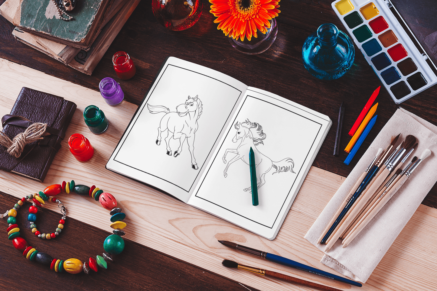 Horses Coloring Book for Girls - Harris Creative Designs