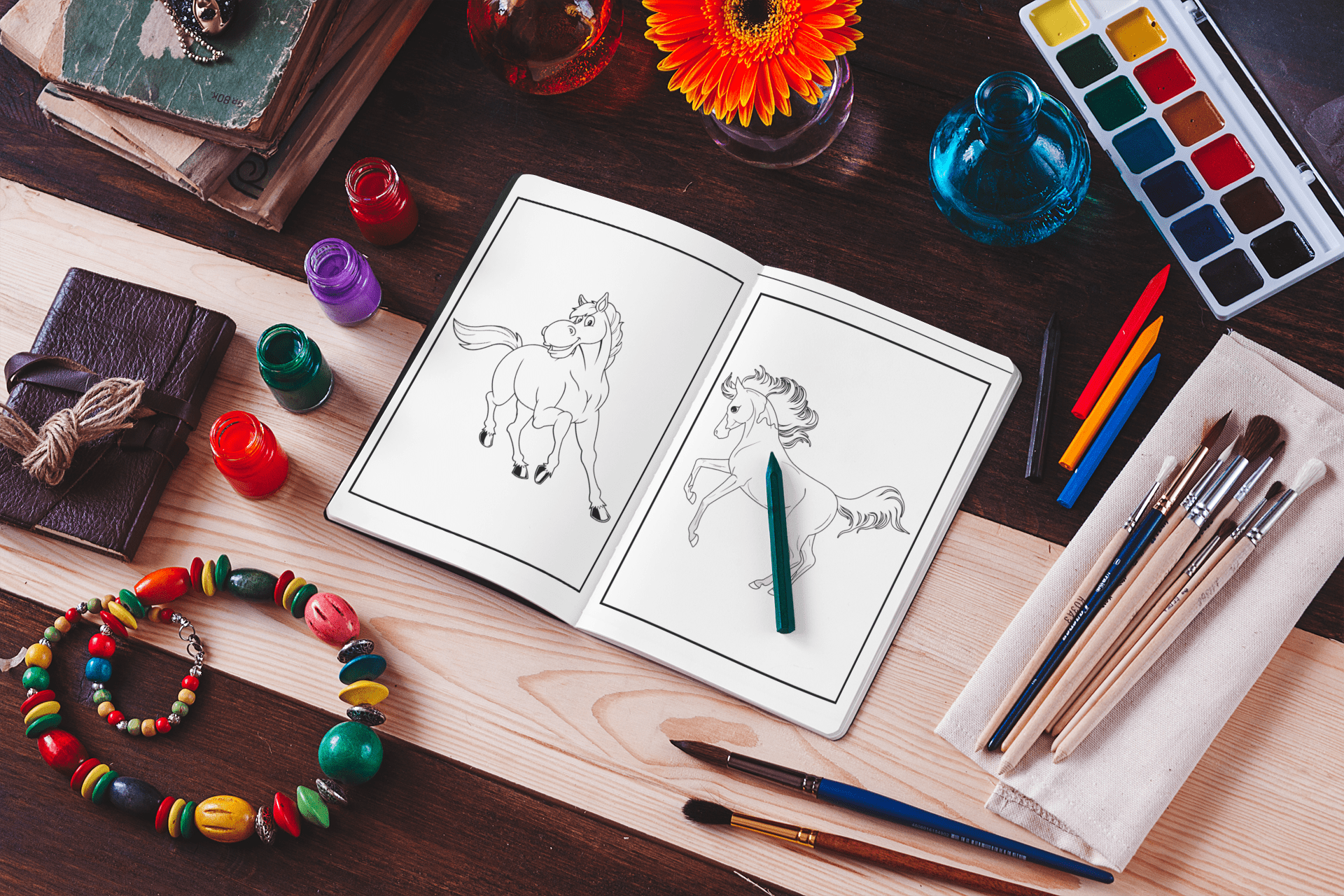 Horses Coloring Book for Girls - Harris Creative Designs