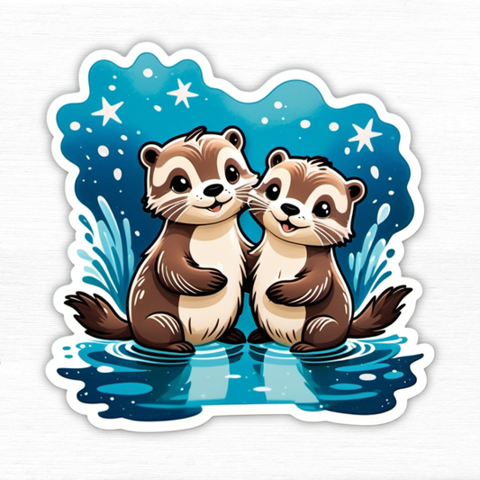 Smiling Otters Vinyl Sticker – Cuteness Overload 2
